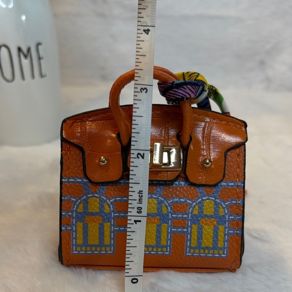 Orange Patterned Fashion Bag Charm - Picture 5 of 5
